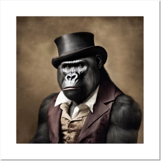 Victorian Gorilla Portrait Artistic Gift Fashion Gorilla Style Posters and Art